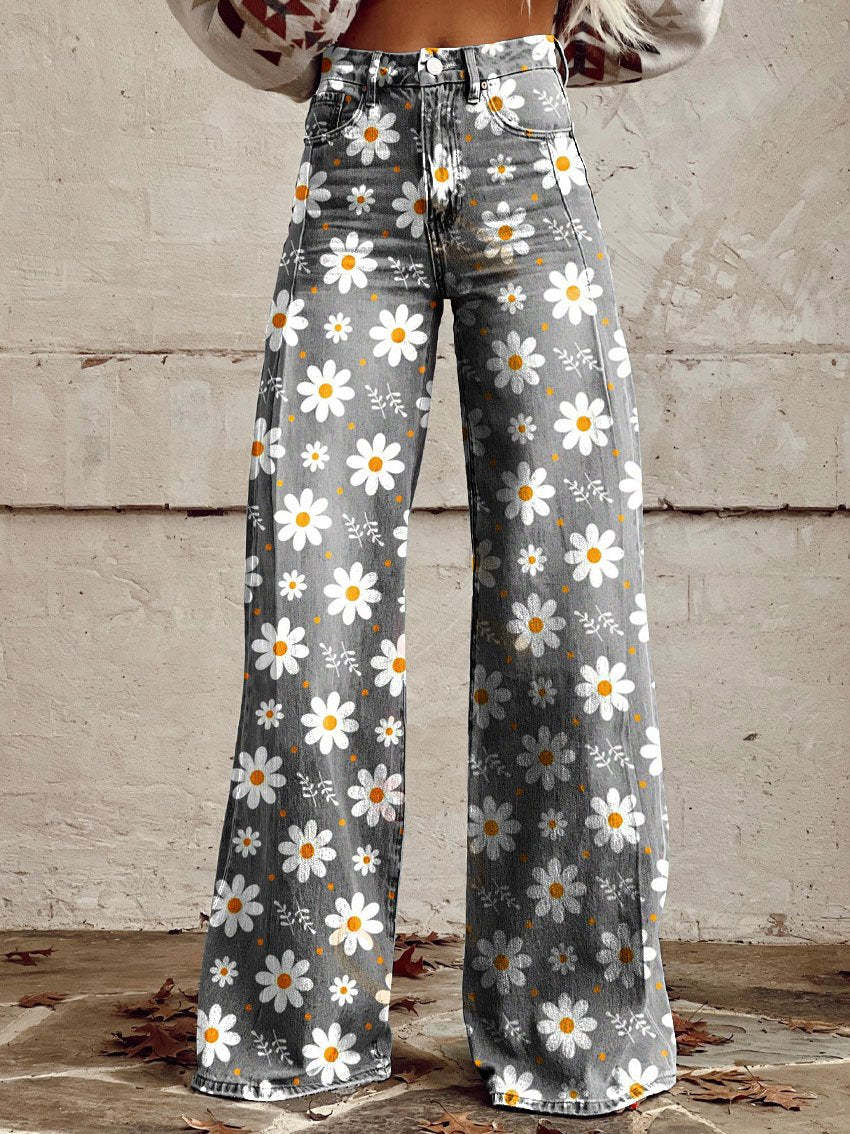 Vida bohemiska jeans med blommönster | Design klassisk