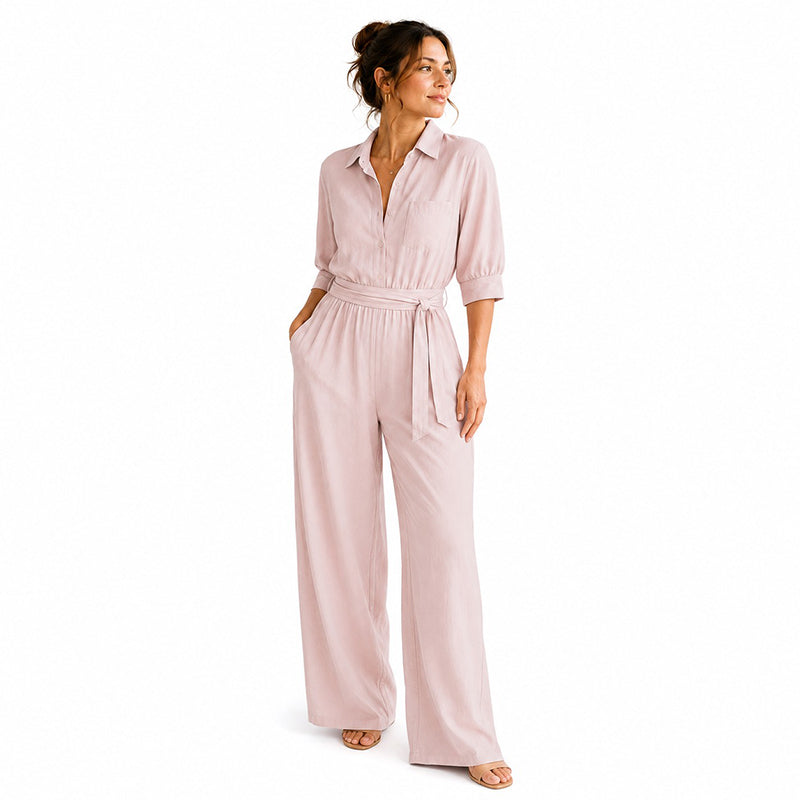Élina | Följsam jumpsuit med knytskärp