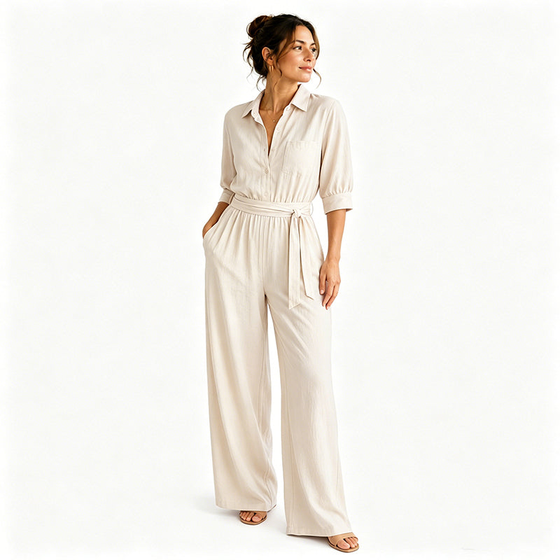 Élina | Följsam jumpsuit med knytskärp