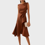 Eleanor – Draperad Asymmetrisk Midiklänning För Dam