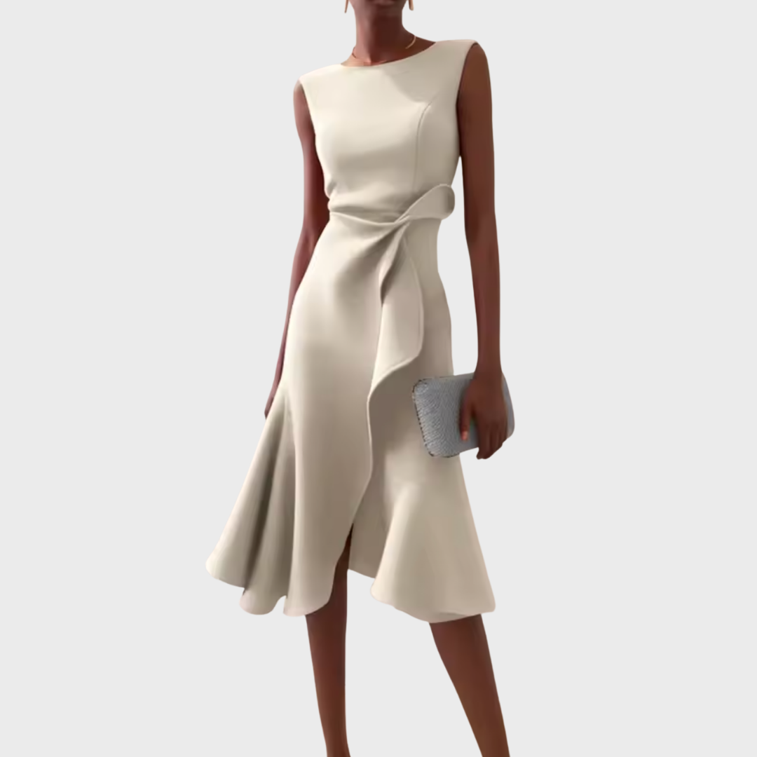 Eleanor – Draperad Asymmetrisk Midiklänning För Dam