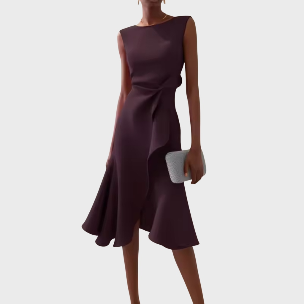 Eleanor – Draperad Asymmetrisk Midiklänning För Dam
