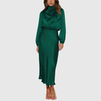 Maristella – Lyxig Satin Maxi Klänning