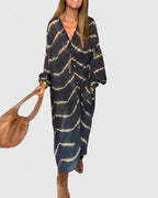Amelie – Elegant Boho Randig Maxiklänning
