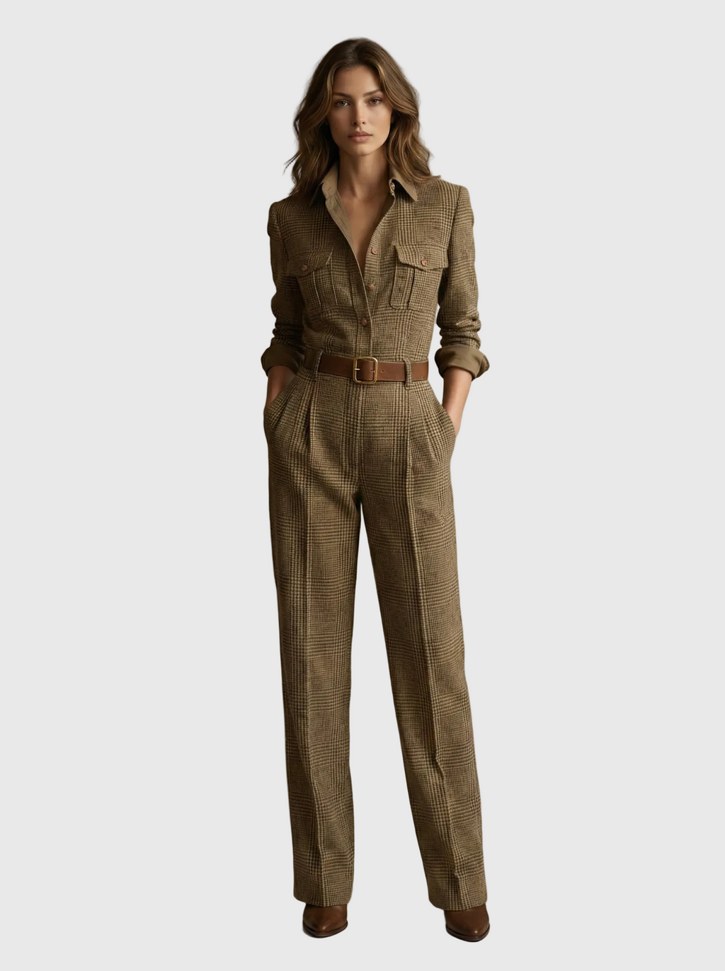 Elga – modern jumpsuit i tweed