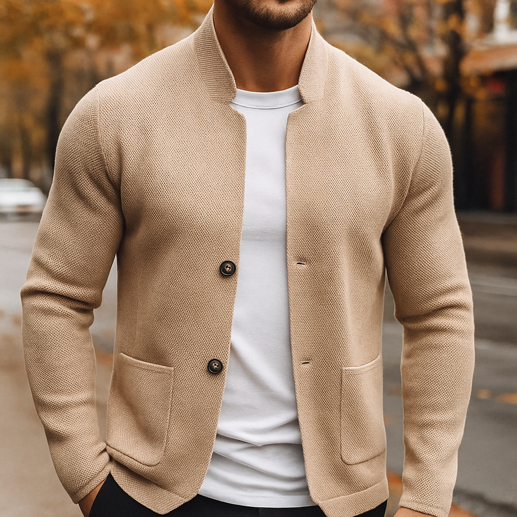 Stickad ullcardigan för herr