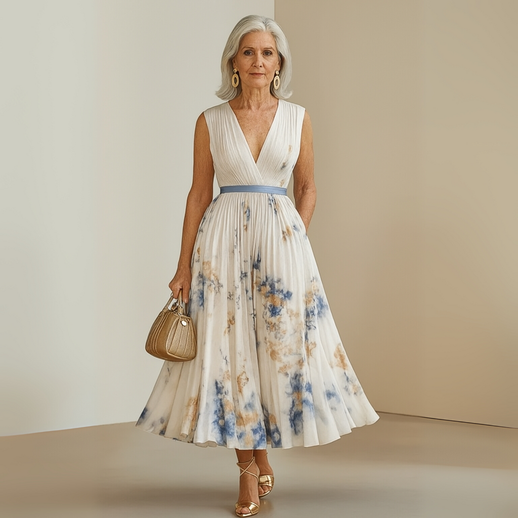 Emma – Damens Flowy Ärm-lös Sommar Maxi Klänning