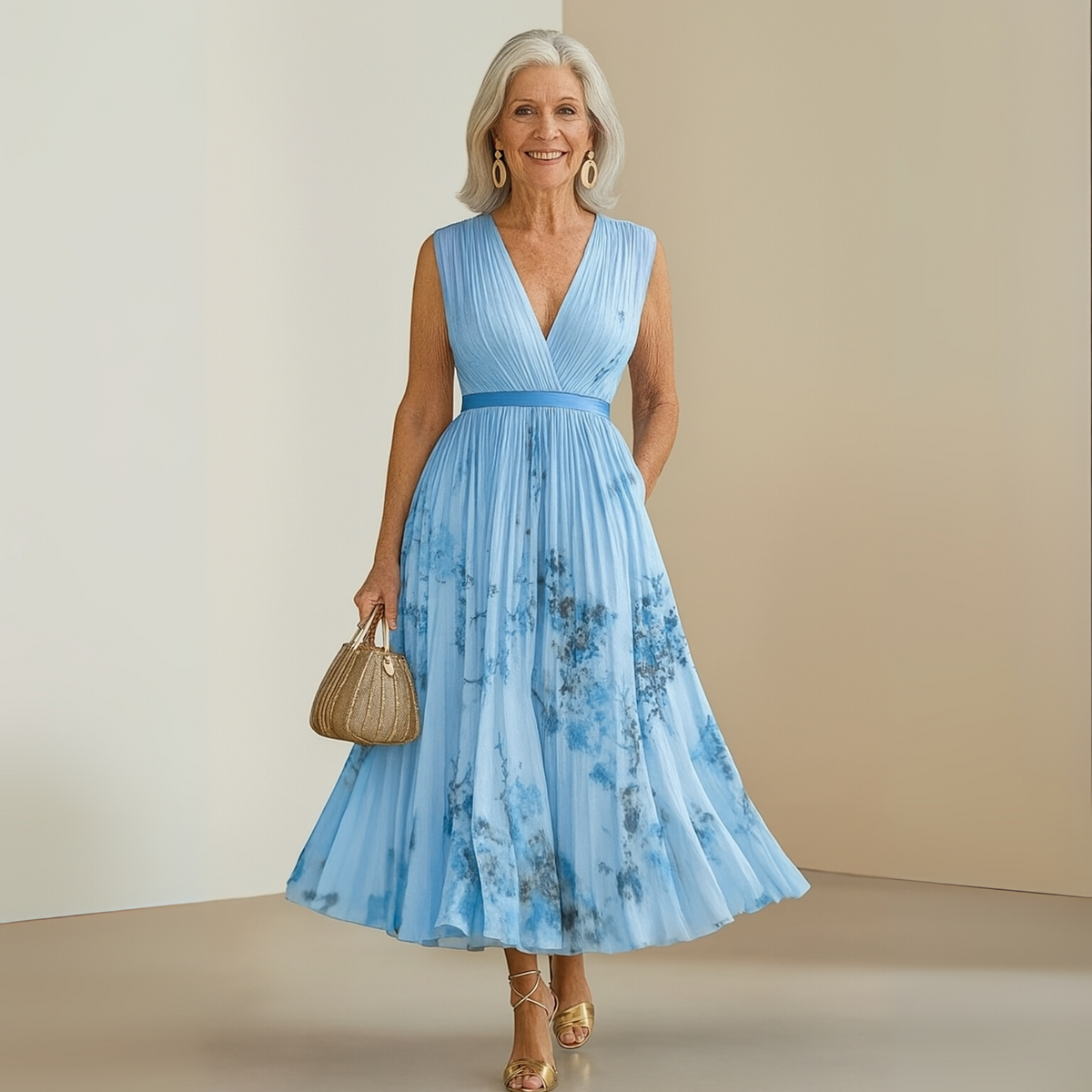 Emma – Damens Flowy Ärm-lös Sommar Maxi Klänning