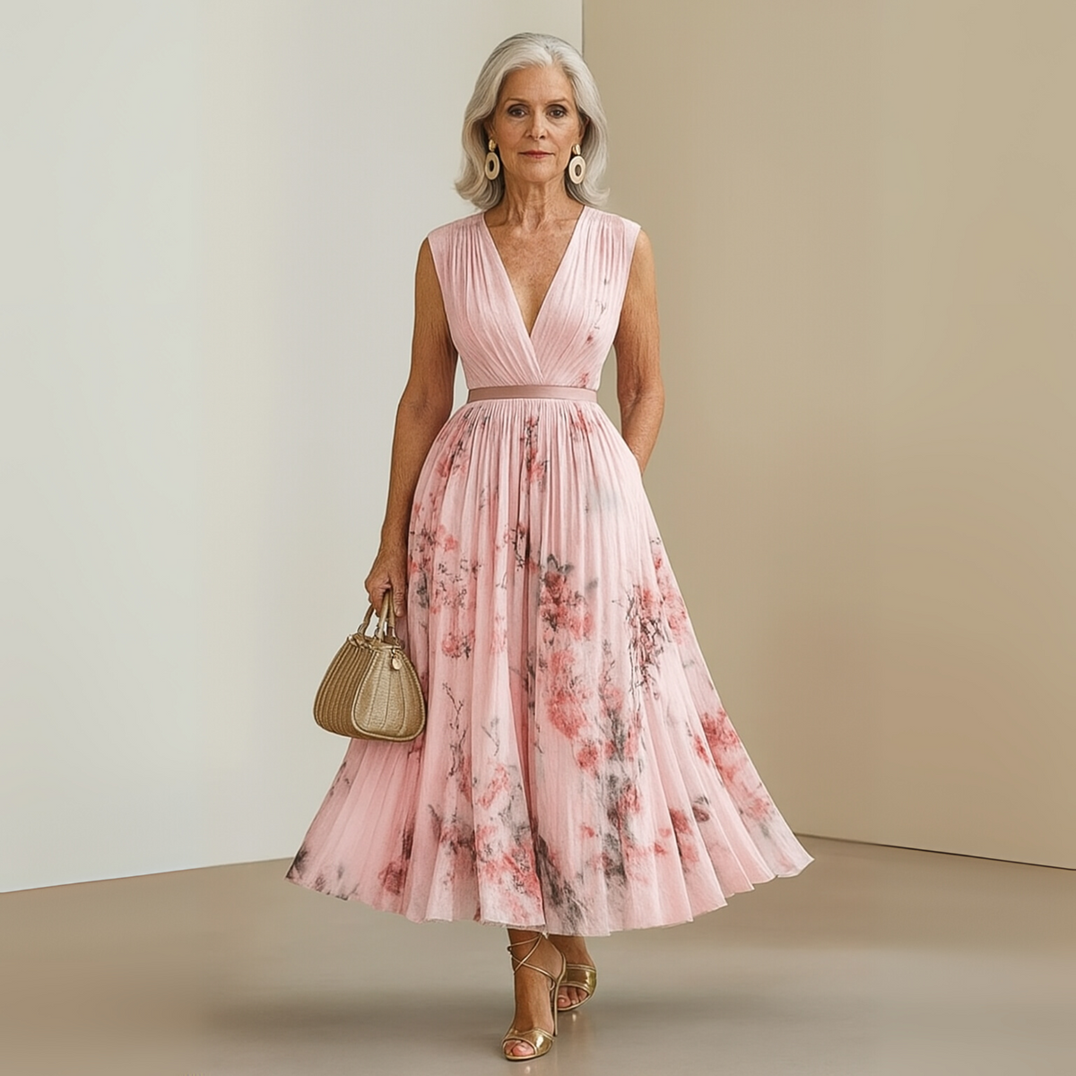 Emma – Damens Flowy Ärm-lös Sommar Maxi Klänning