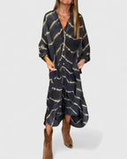 Amelie – Elegant Boho Randig Maxiklänning