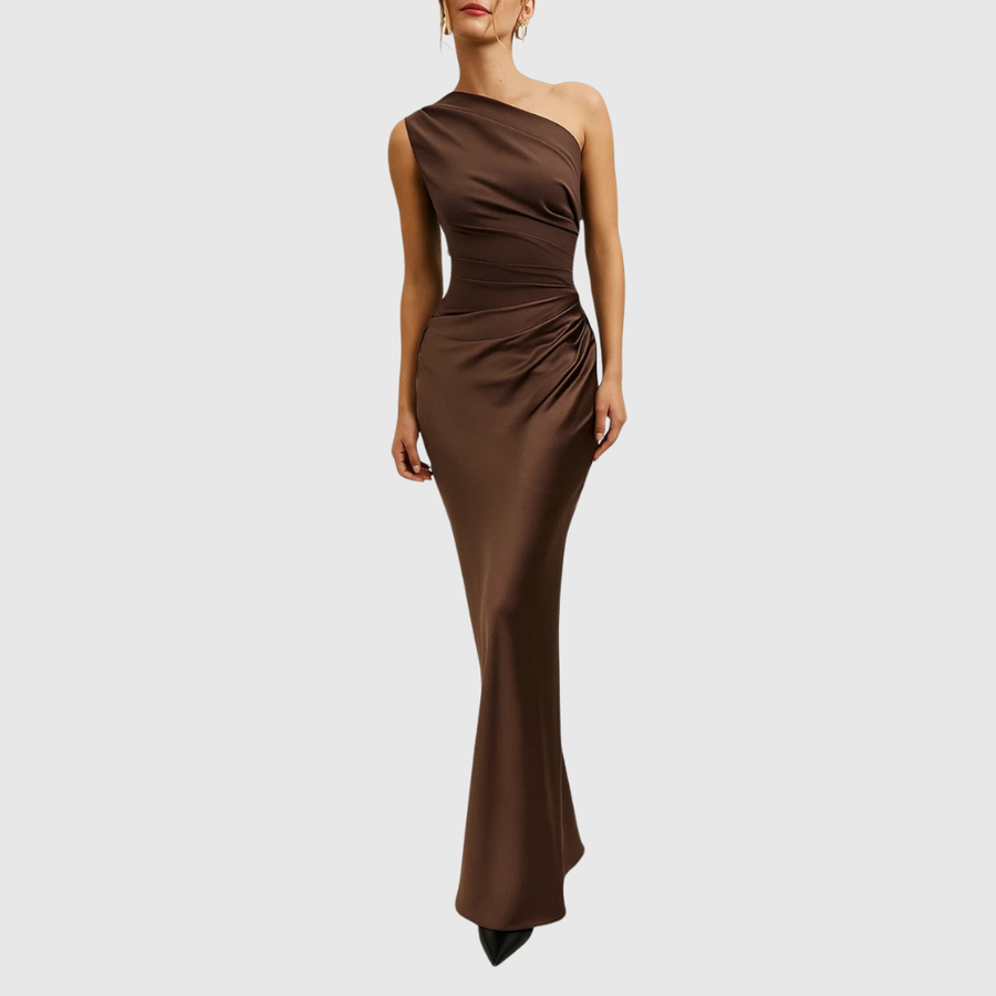 Elara – Satin Asymmetrisk Aftonklänning