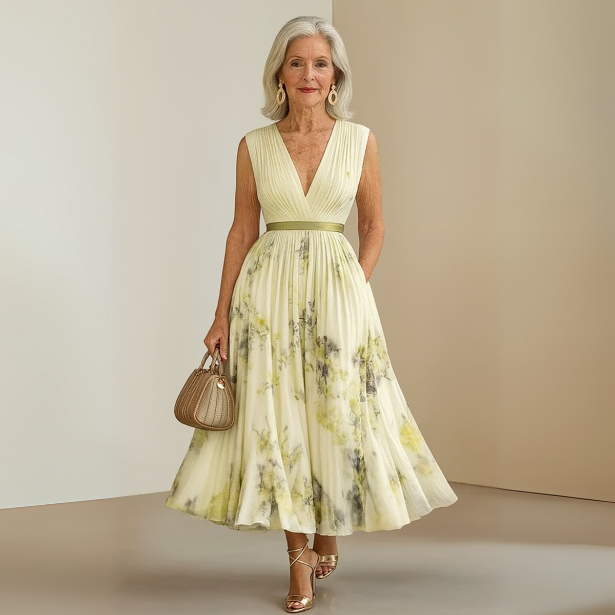 Emma – Damens Flowy Ärm-lös Sommar Maxi Klänning