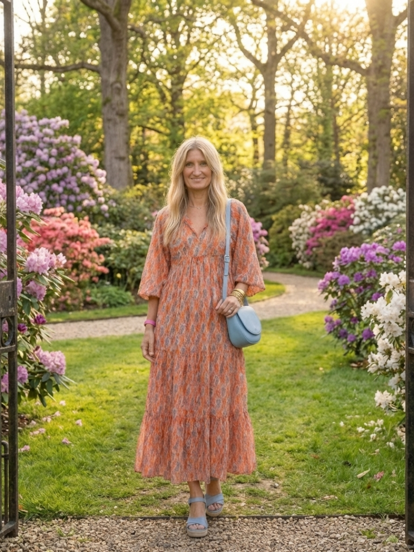 Chloé | Geometriskt mönstrad midiklänning med volanger