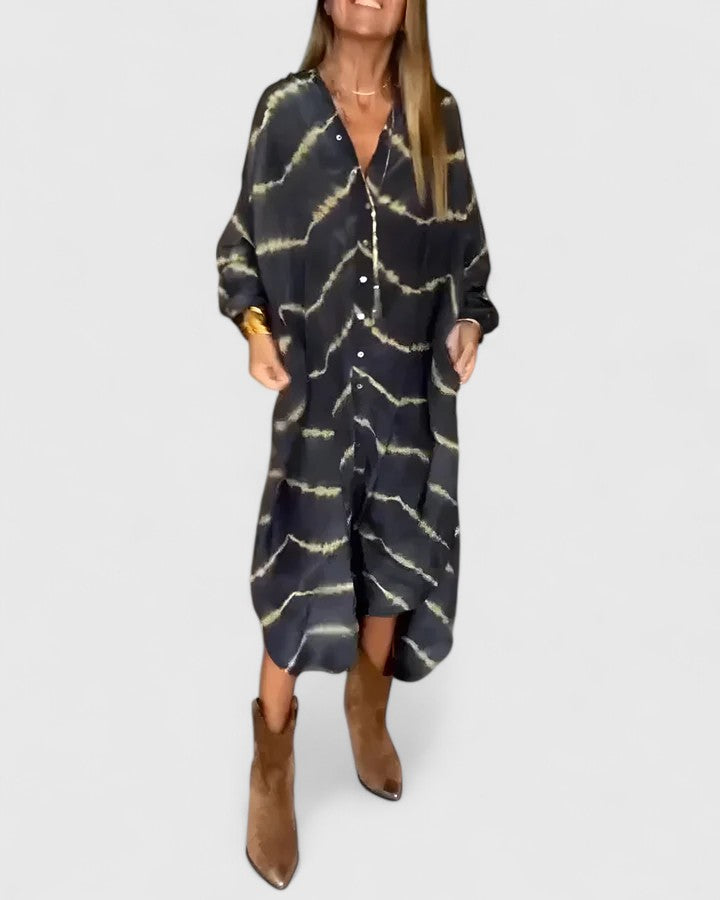 Amelie – Elegant Boho Randig Maxiklänning