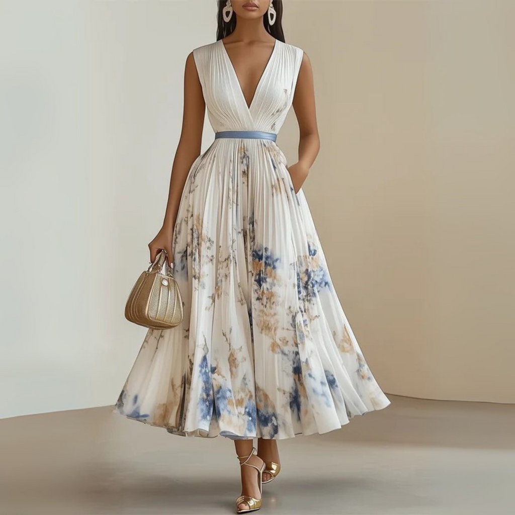 Emma – Damens Flowy Ärm-lös Sommar Maxi Klänning
