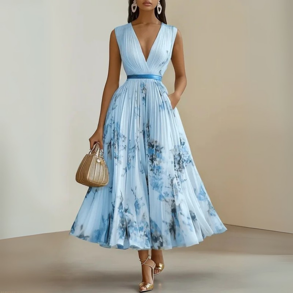 Emma – Damens Flowy Ärm-lös Sommar Maxi Klänning