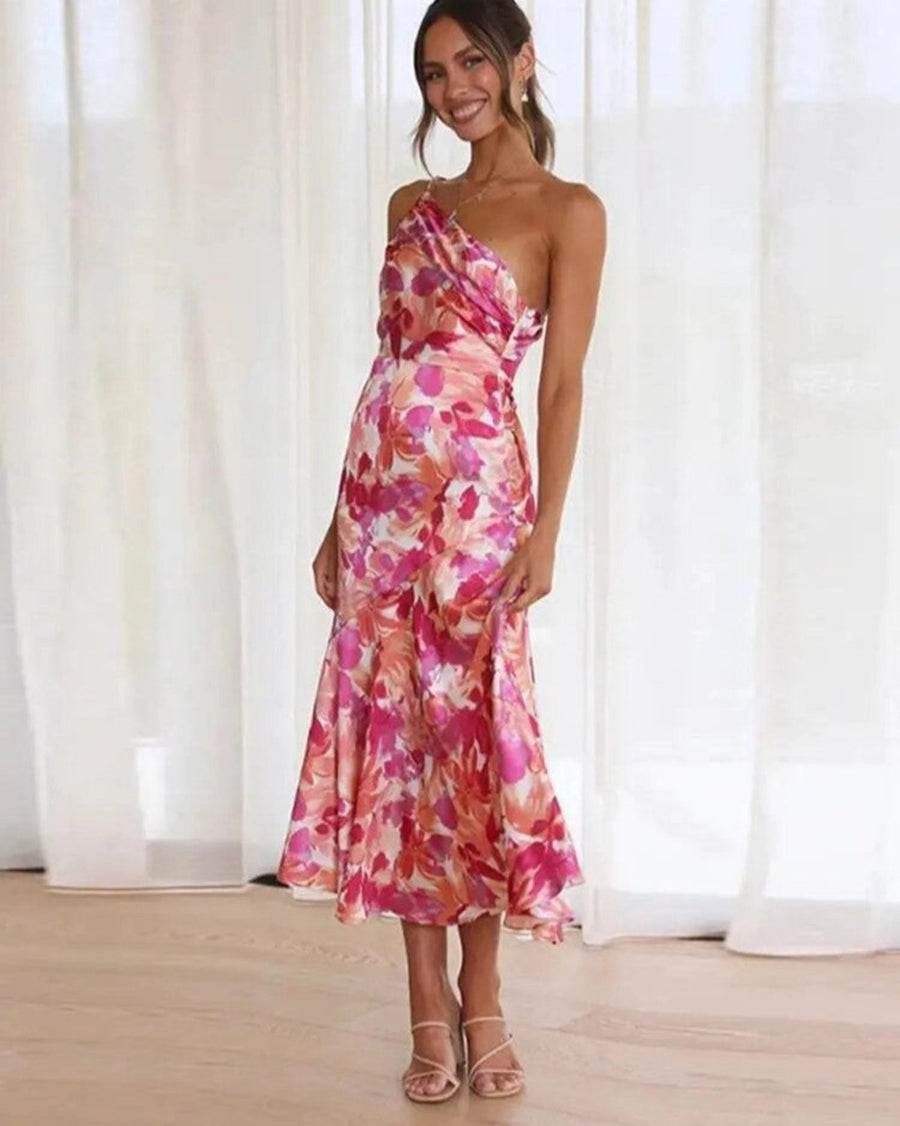 Hailey – Sommarmaxiklänning Med Asymmetrisk Skärning Och Blommönster För Dam
