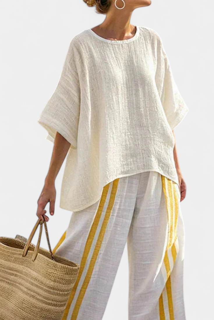 Anselor – Elegant randig i linne set