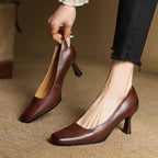 Amélie | Fyrkantiga pumps i läder