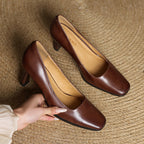 Amélie | Fyrkantiga pumps i läder