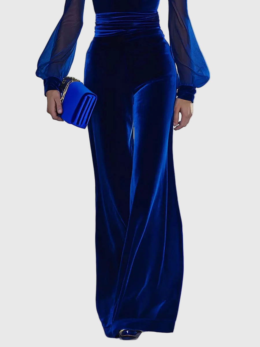 Sabrina – jumpsuit i sammet med V-ringning