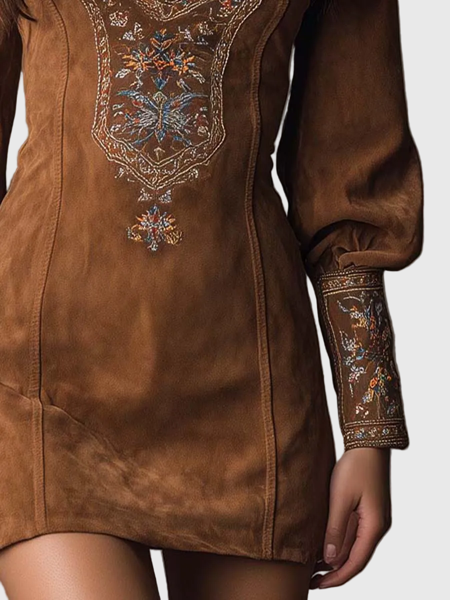 Petra – broderad miniklänning i sammet