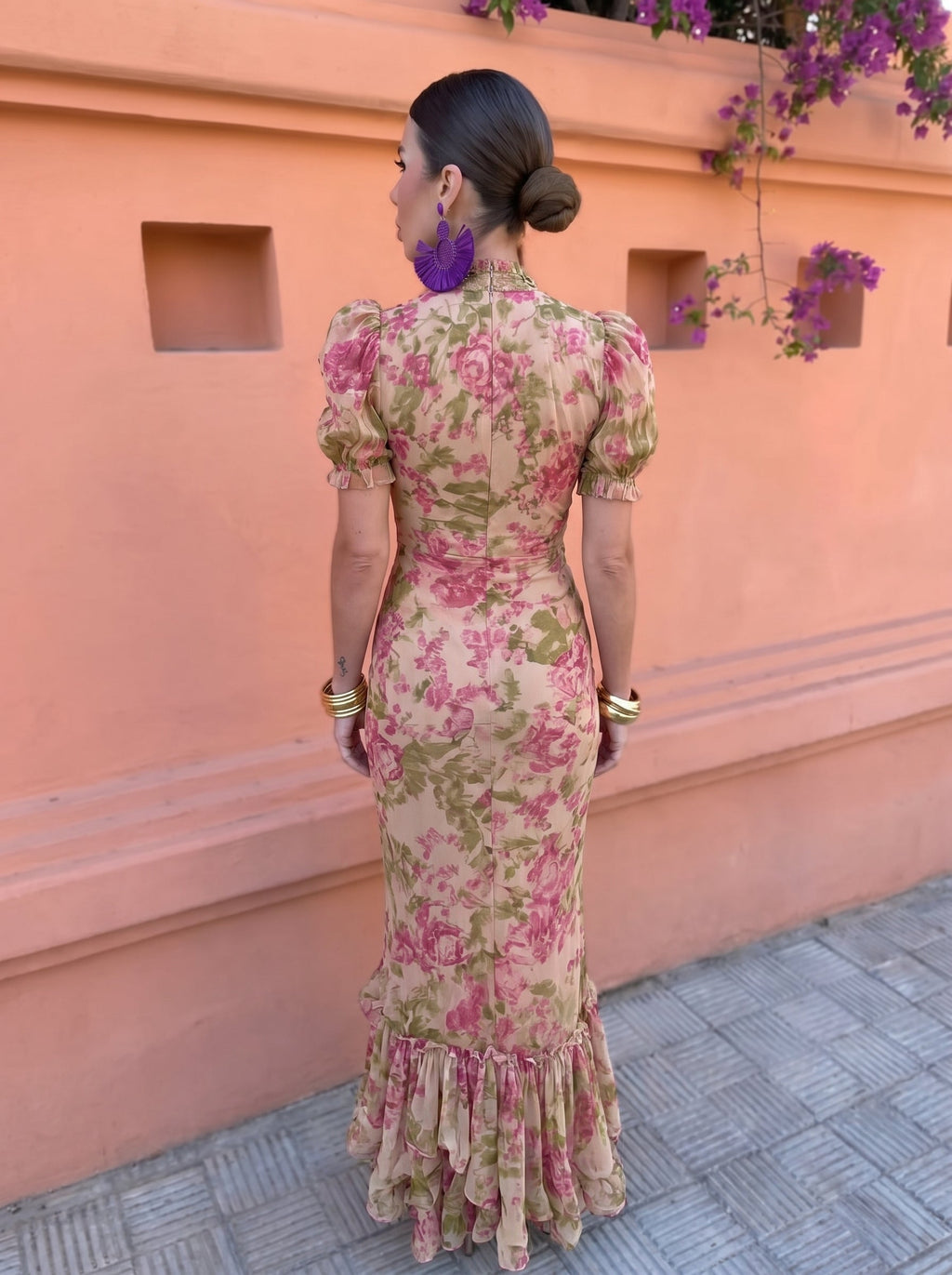 Élise | Blommig klänning med rosmönster