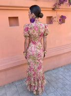 Élise | Blommig klänning med rosmönster