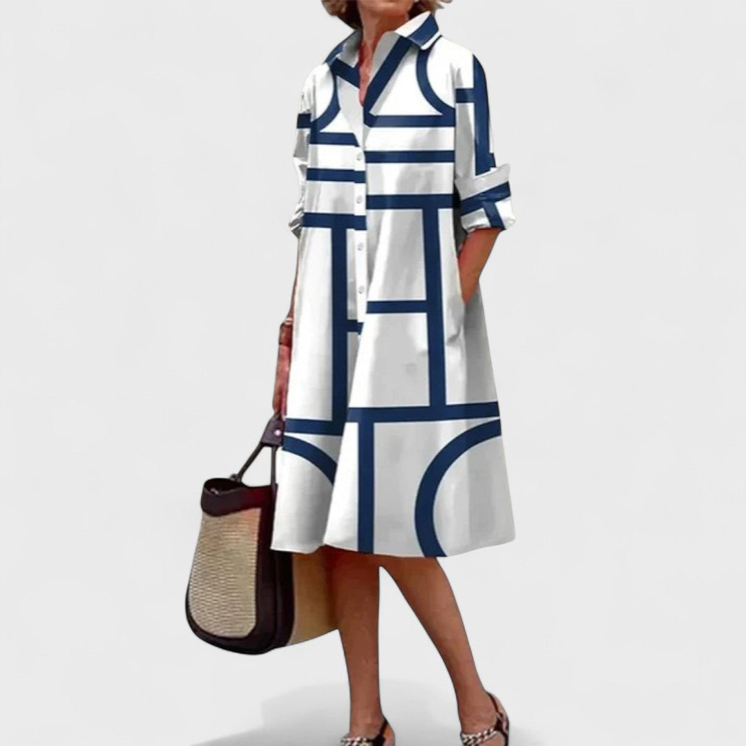 Stella – elegant klänning med geometriskt mönster