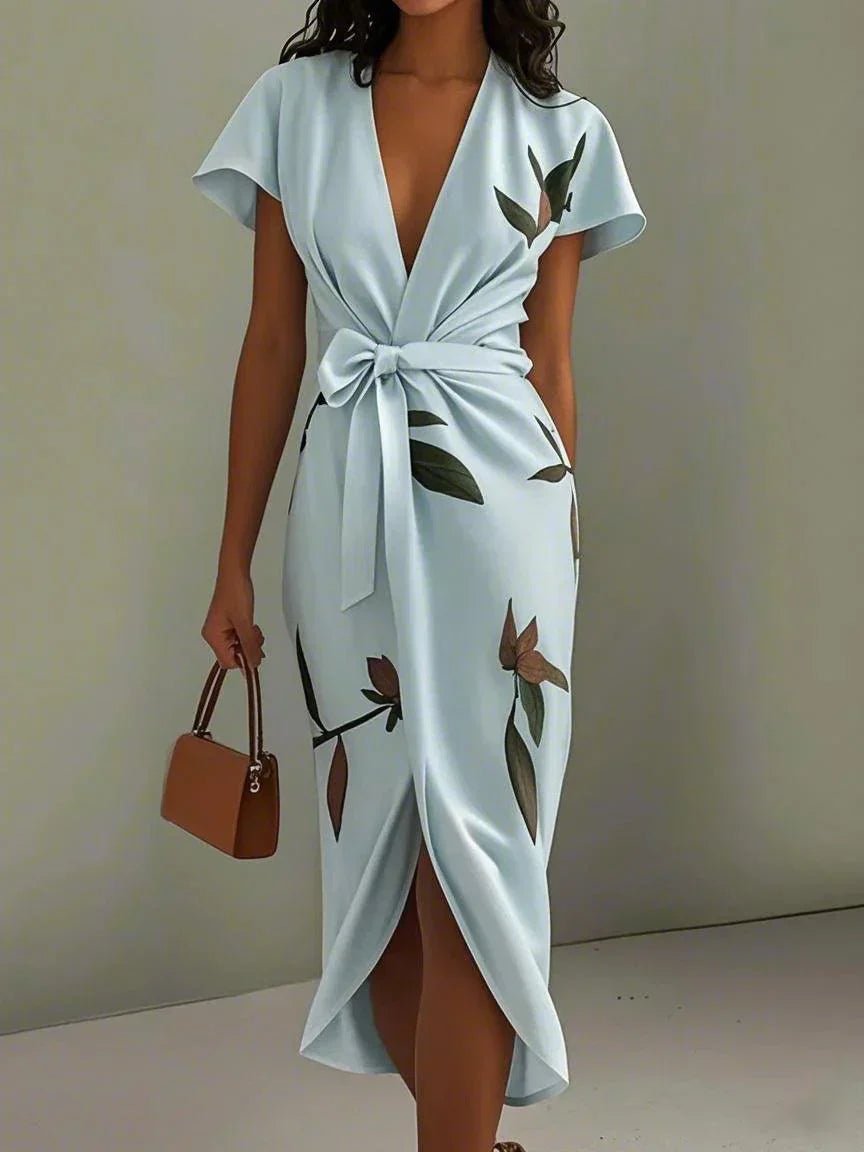 Chloe – Midi Wrap Klänning V-Hals Blommönster