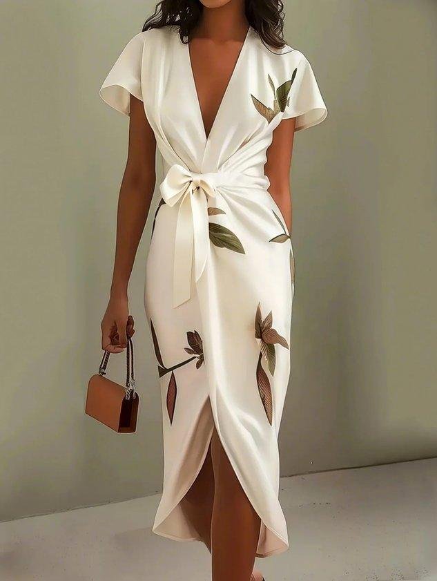 Chloe – Midi Wrap Klänning V-Hals Blommönster