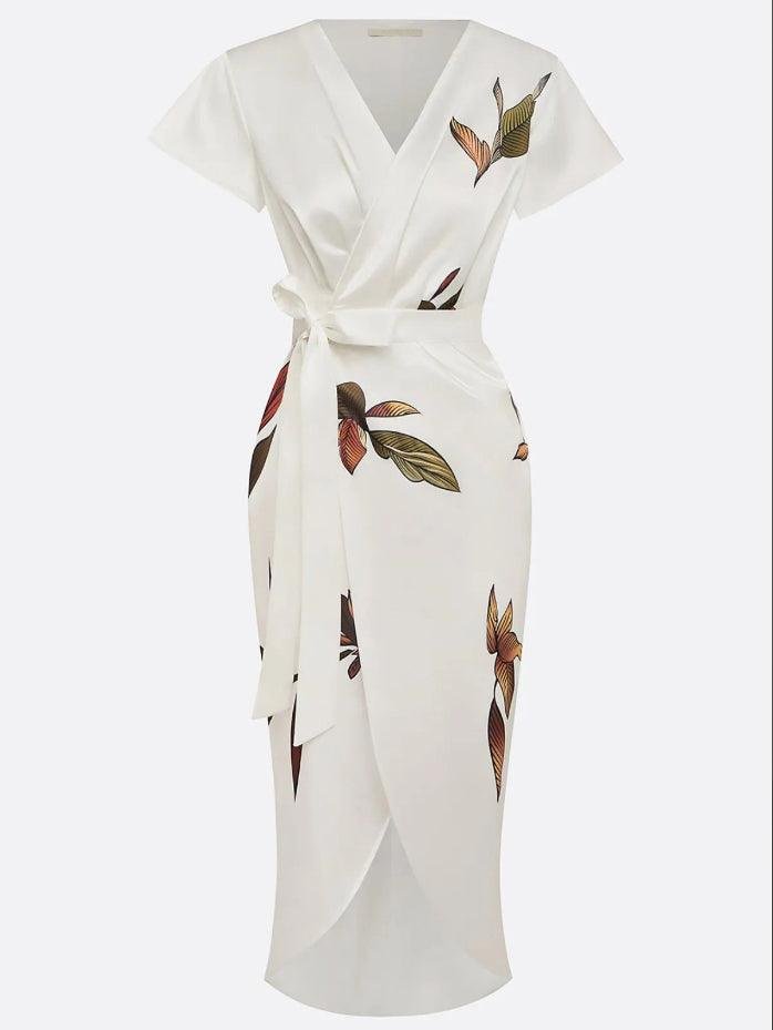 Chloe – Midi Wrap Klänning V-Hals Blommönster