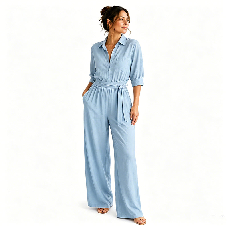 Élina | Följsam jumpsuit med knytskärp