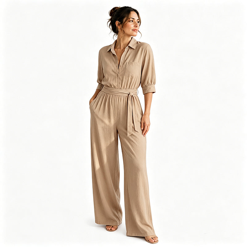 Élina | Följsam jumpsuit med knytskärp